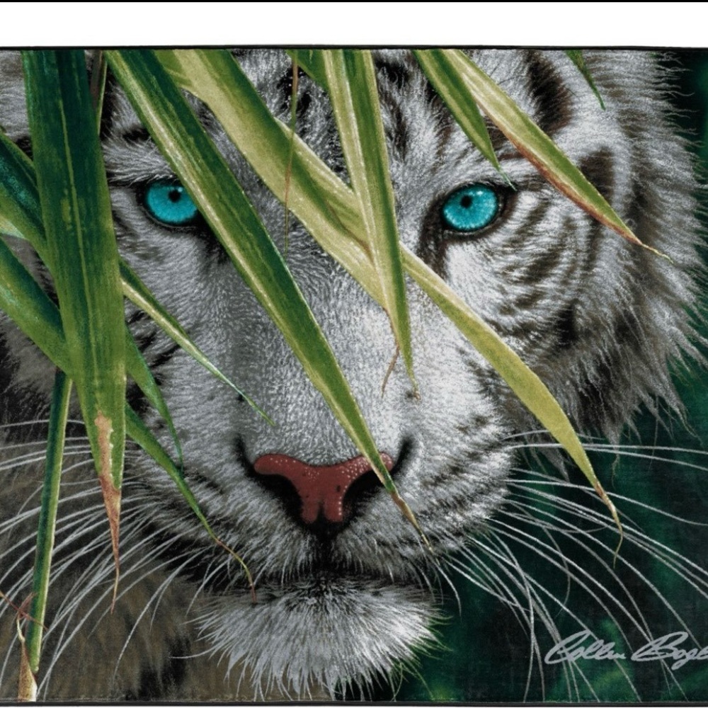 Watching & Waiting White Tiger Everwild Plush Throw. - Picture 2 of 6